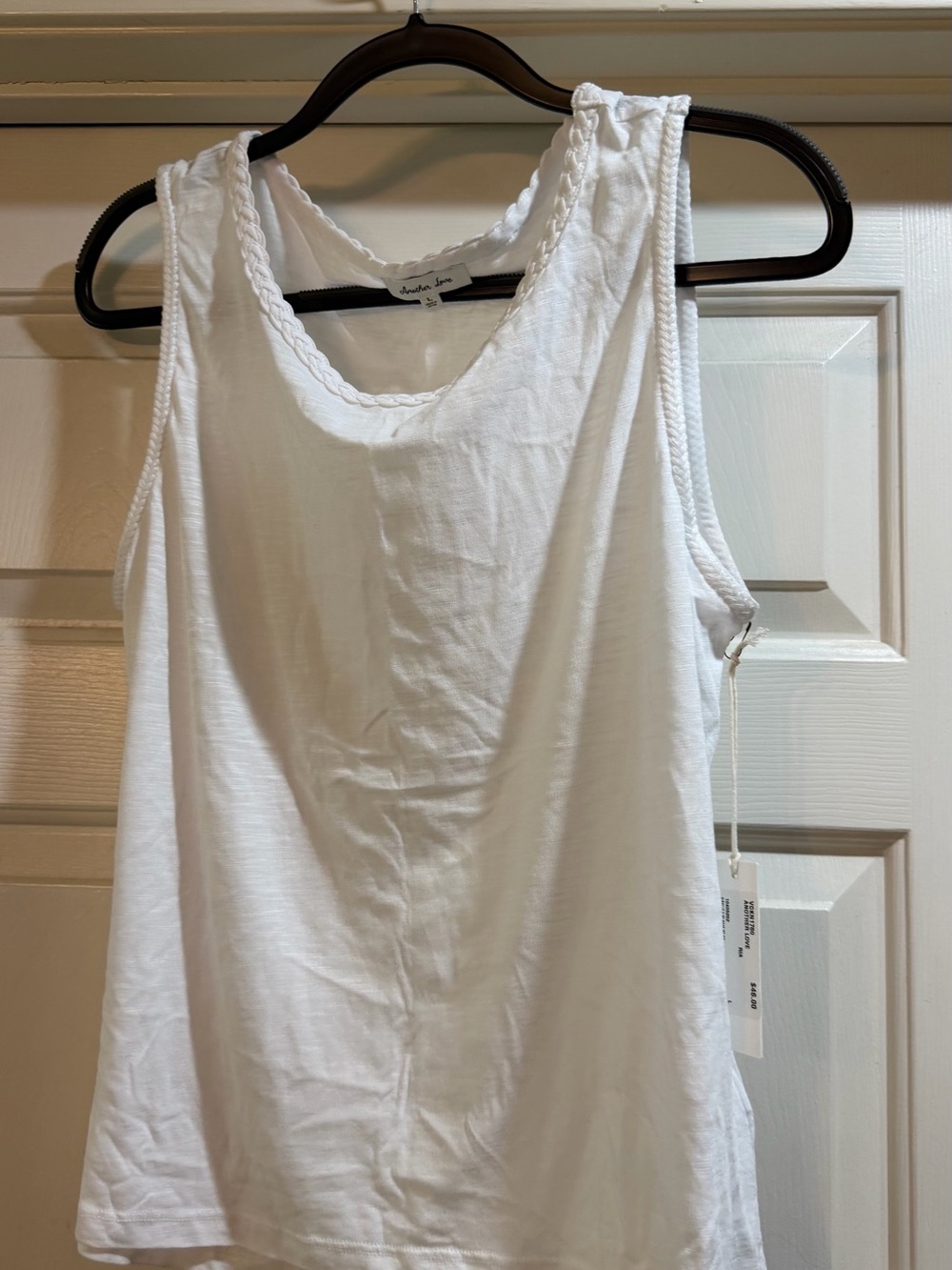 Another Love White NWT Sleeveless Braided-Trim Tank Top